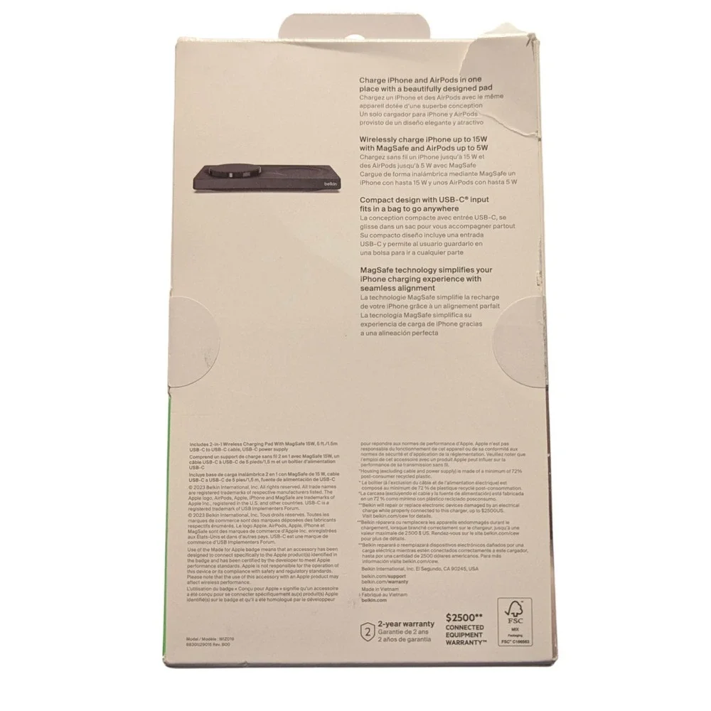 Bb. Belkin BoostCharge Pro 2-in-1 Wireless iPhone Charging Pad W/Magsafe 15W‎